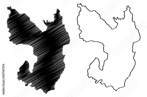 Vagsoy island (Kingdom of Norway) map vector illustration, scribble sketch Vagsoy map
