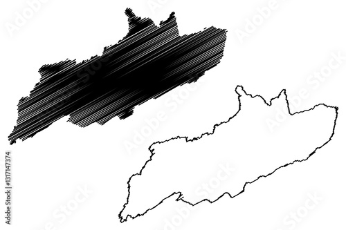 Valentia island (Republic of Ireland) map vector illustration, scribble sketch Isle of Dairbhre map