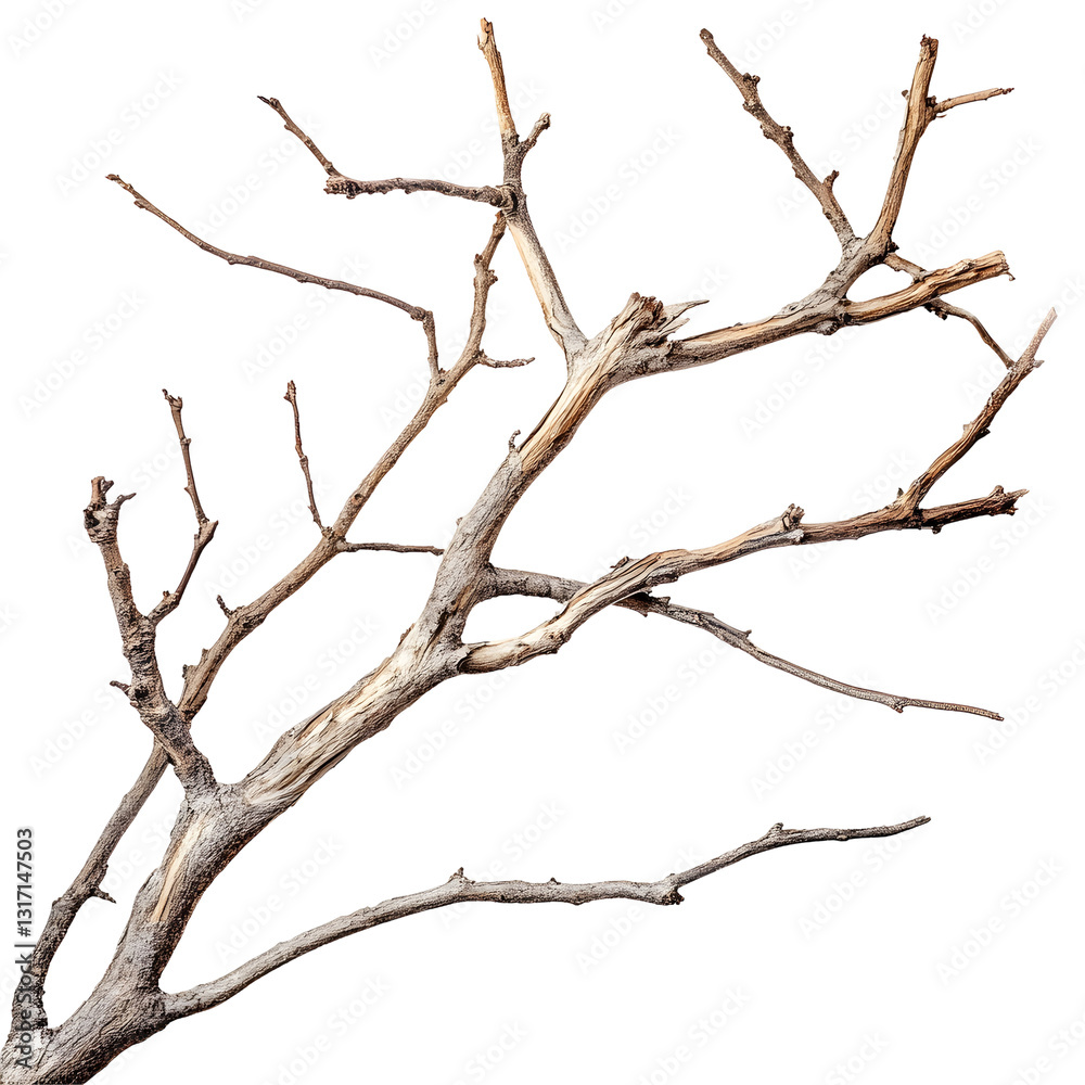 Macro dry branches placed on white or transparent background Macro dry branches placed on white or transparent background