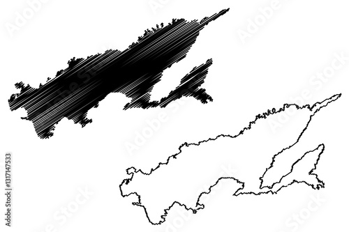 Vanua Levu island (Melanesia, Republic of Fiji) map vector illustration, scribble sketch Sandalwood Island map