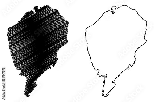 Varaldsoy island (Kingdom of Norway) map vector illustration, scribble sketch Varaldsoy map