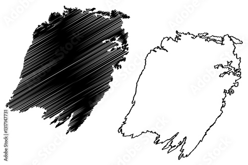 Vega island (Kingdom of Norway) map vector illustration, scribble sketch Vega map