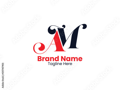 AM letter logo design vector with black and red colors. AM Letter Logo Design. Initial letters MA logo 