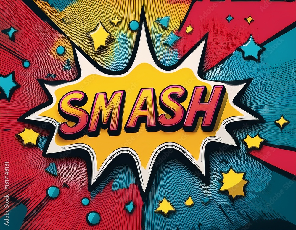 playful pop art background with smash text dynamic patterns comic book style colorful