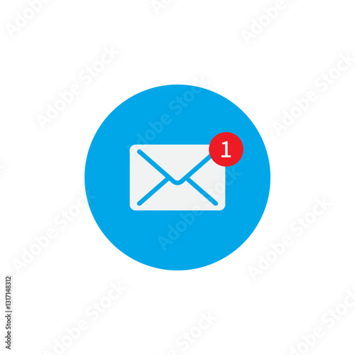 Cartoon blue bubble with email notice. flat simple style trend modern edm e-mail logotype graphic design isolated. concept of you've got mail and full inbox or mailbox bubble symbol