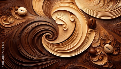 abstract coffee art background with swirling pattern for creative design