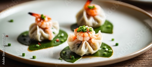 Obraz na płótnie Shrimp and chive dumplings. Generative AI w salonie