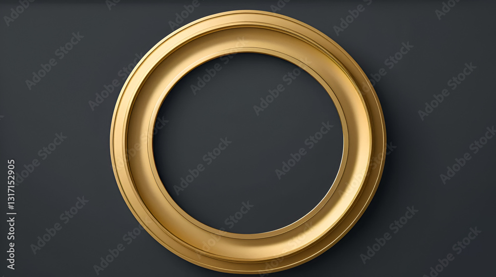 Metallic gold round flat frame. Circle drawn with metallized paint Metallic gold round flat frame. Circle drawn with metallized paint