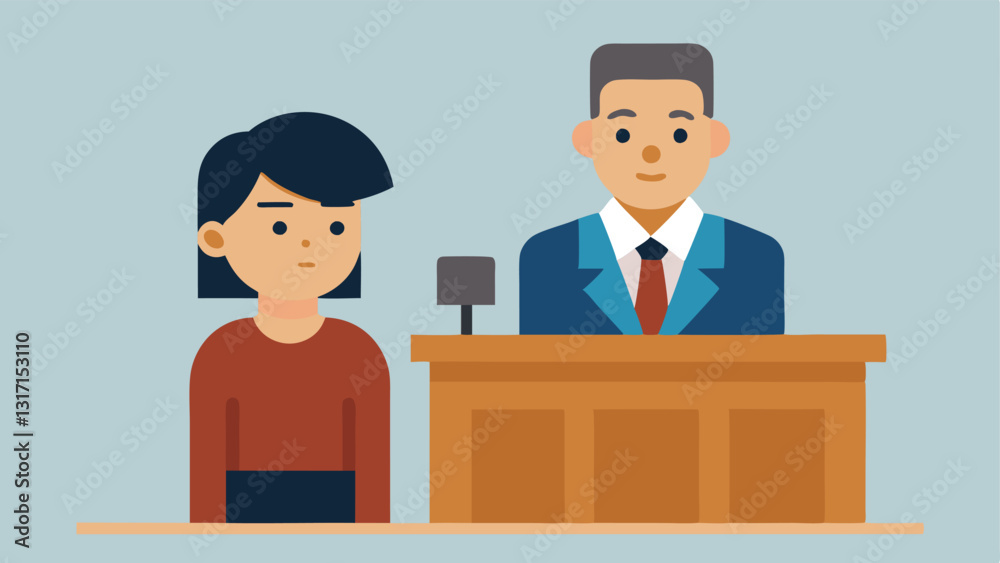 Supportive Attorney A victim sitting at the witness stand with their attorney by their side providing a reassuring presence during their emotional testimony. Supportive Attorney A victim sitting at the witness stand with their attorney by their side providing a reassuring presence during their emotional testimony.