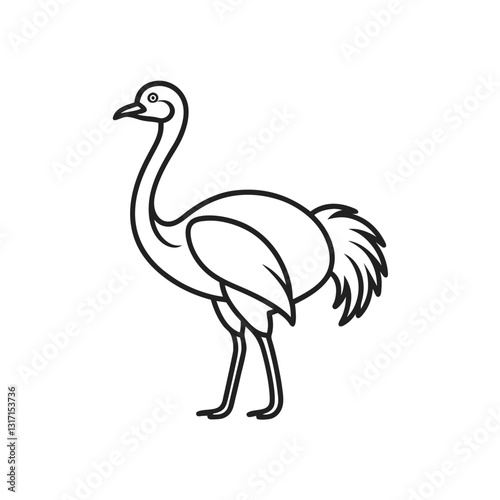 emu bird line art icon with whitem background