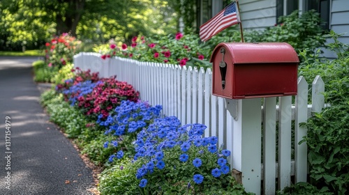 Charming curb appeal with vibrant flowers and a mailbox
