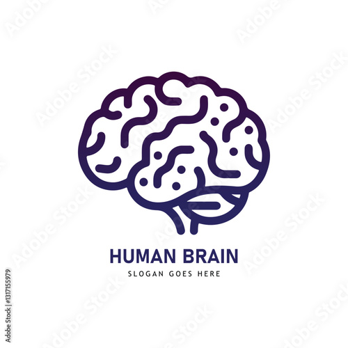 Brain Icon Vector Illustration. Logo Template of human brain