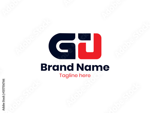Vector GJ logo, Letter GJ, GJ letter logo design. Black and red JG letter. JG letter logo design.