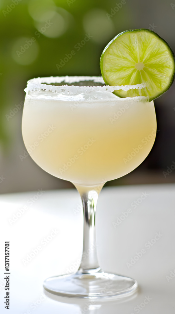 Classic margarita cocktail with lime garnish Classic margarita cocktail with lime garnish