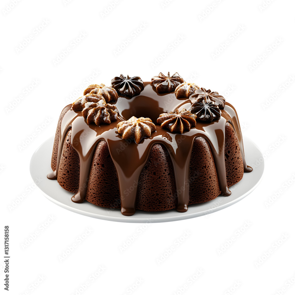 Gingerbread Cake on a Chocolate Cake with Chocolate Icing Isolated on Transparent Background Gingerbread Cake on a Chocolate Cake with Chocolate Icing Isolated on Transparent Background