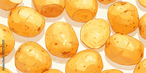 Flat icons set of potatoes: linear vector style with brown and yellow tones.