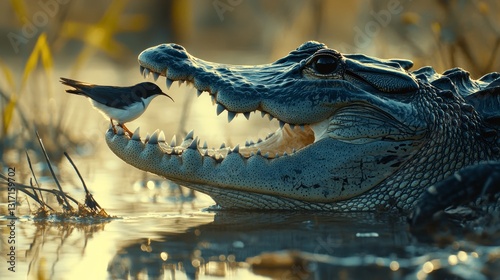 The harmonious coexistence of crocodiles and birds