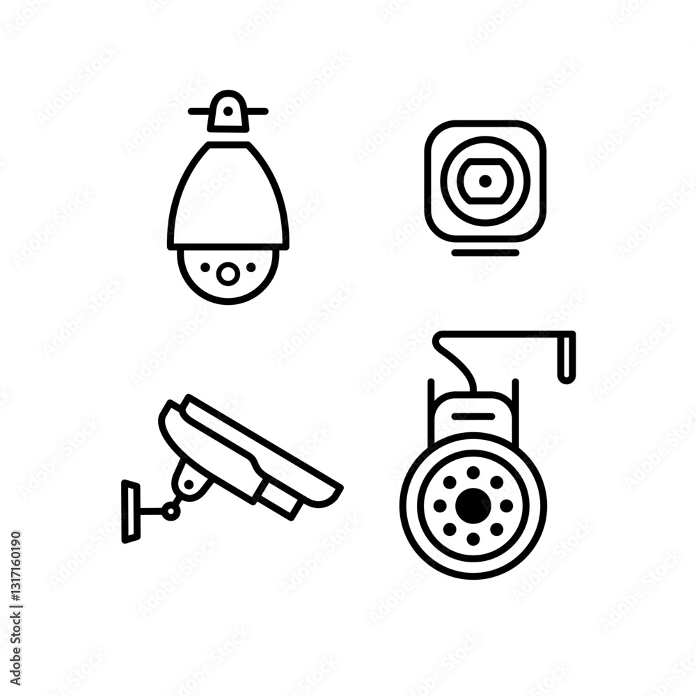 CCTV line icon set, video surveillance made linear style, sign camera for use logo and other design CCTV line icon set, video surveillance made linear style, sign camera for use logo and other design