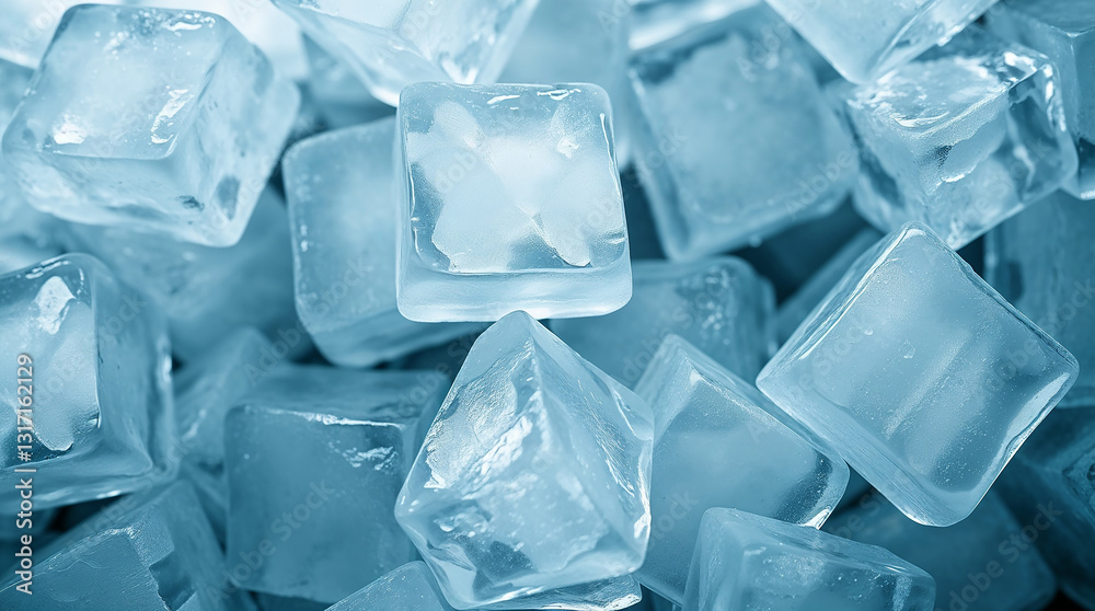 Ice cubes piling up creating refreshing background Ice cubes piling up creating refreshing background