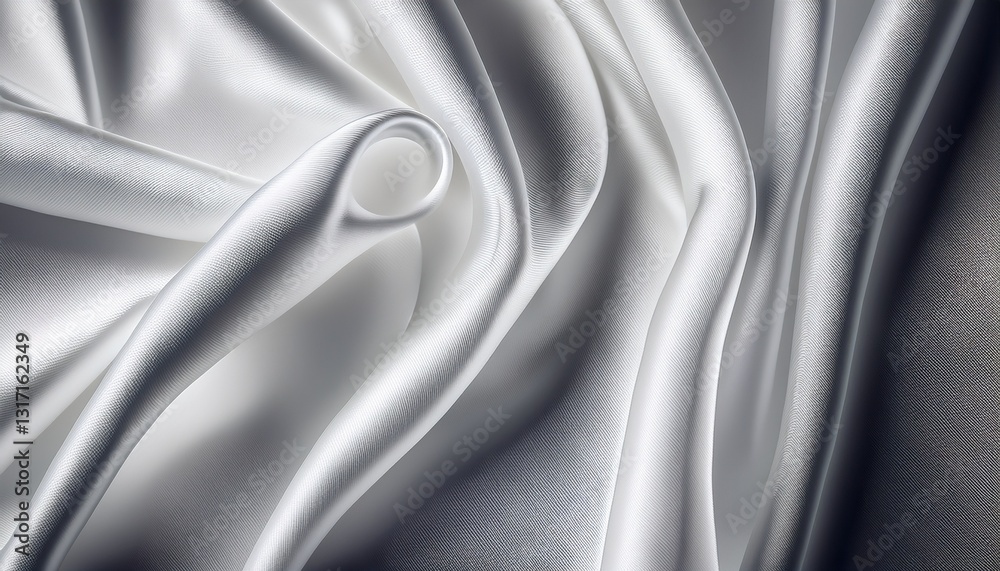 Obraz premium closeup of rippled white satin fabric as background texture