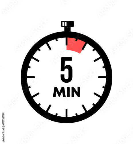 Stopwatch shows 5 minutes graphic design