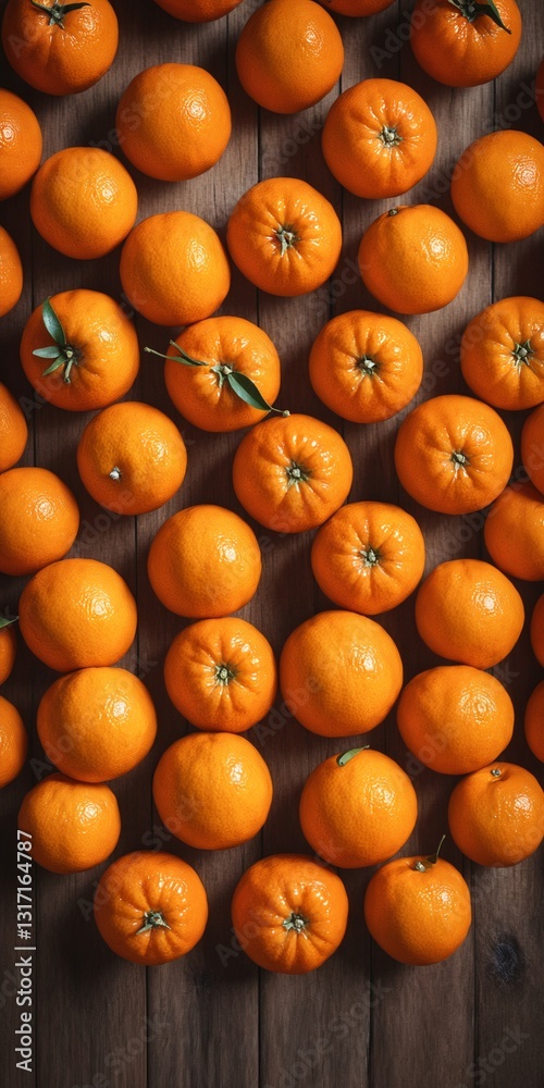 Fresh mandarin fruits on dark. Top view flat lay