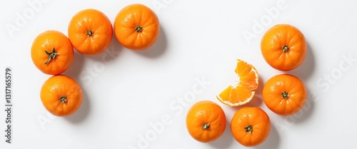 Obraz na płótnie Fresh mandarin fruits on white. Top view flat lay w salonie