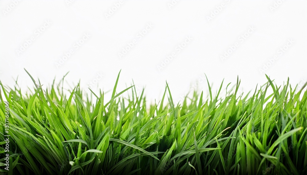 Fototapeta premium green grass on white background spring or summer plant lawn