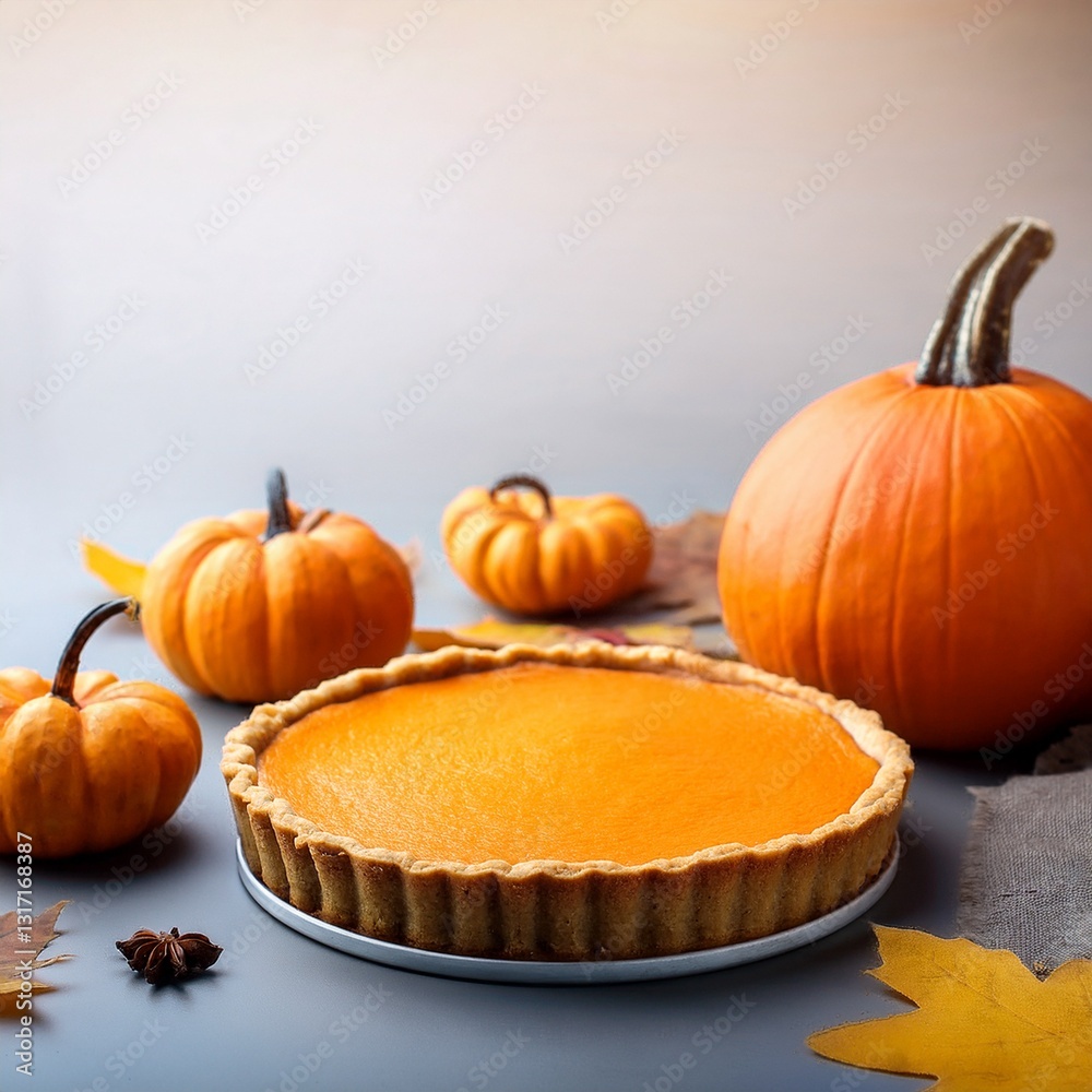 Generated image Beautiful autumn pumpkin pie with copy space Generated image Beautiful autumn pumpkin pie with copy space