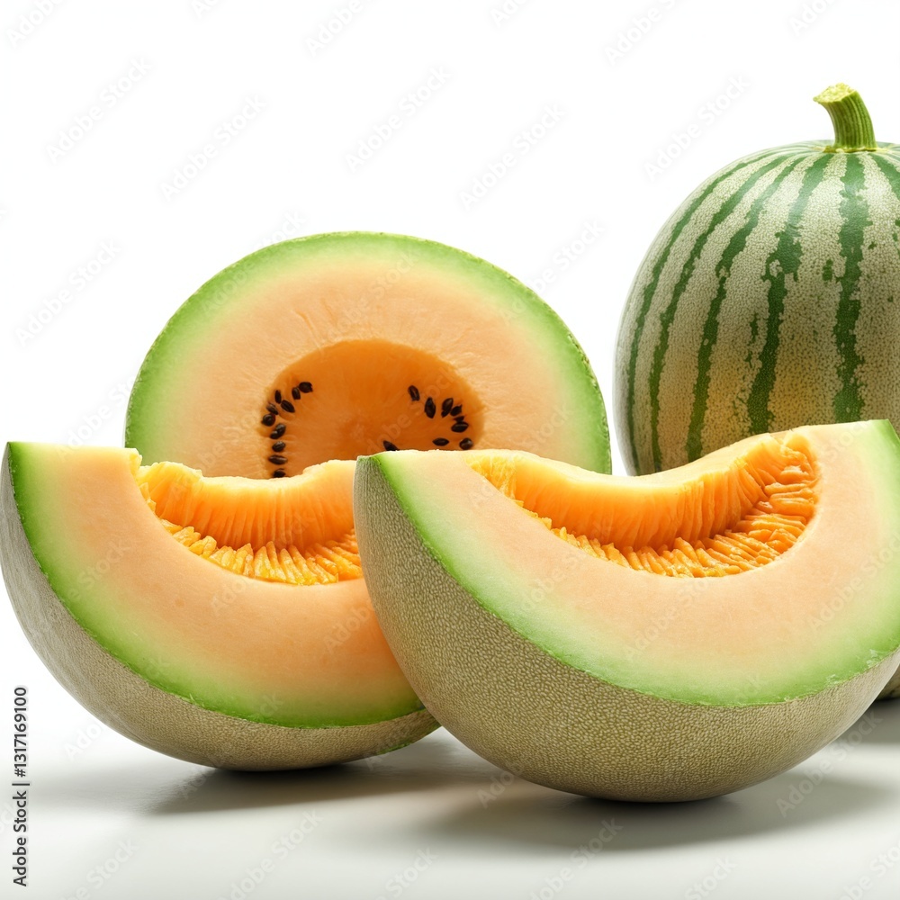 Cut melon. Healthy fruit. Summer food. Generative AI
