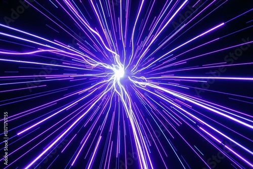 Vibrant Purple Light Streaks Creating a Dynamic Space Effect