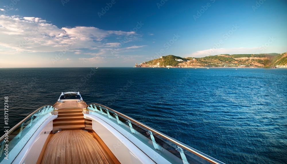 Fototapeta premium luxury yacht interior opulent staircase and ocean view