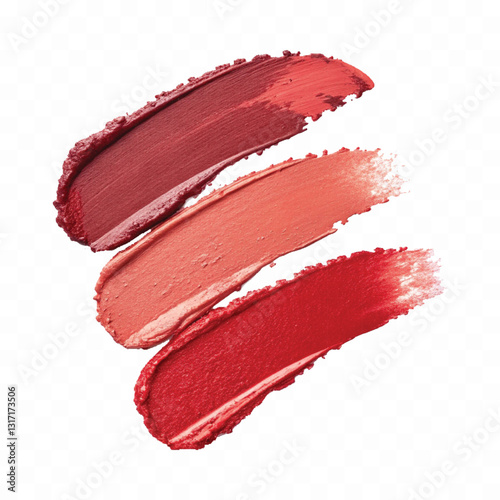 abstract 3d smeared shiny lipstick or paint swatch in different colour style isolated on white background