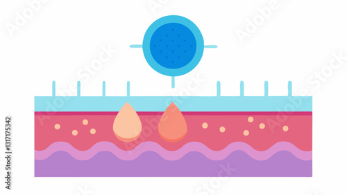 Skin Barrier Enhancement A visual showing the skin barrier with exosomes reinforcing its structure using translucent layers depicting improved strength and resilience.