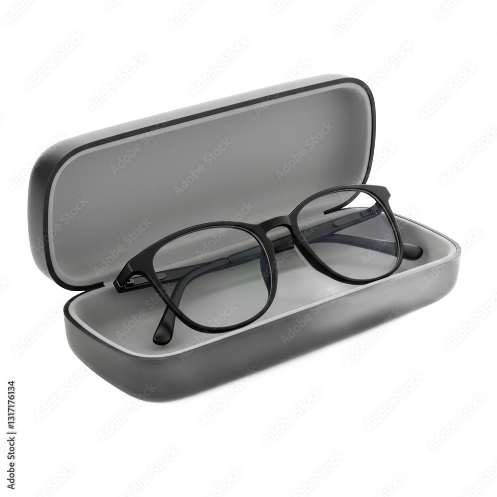 Stylish glasses with a case designed for protection and portability.