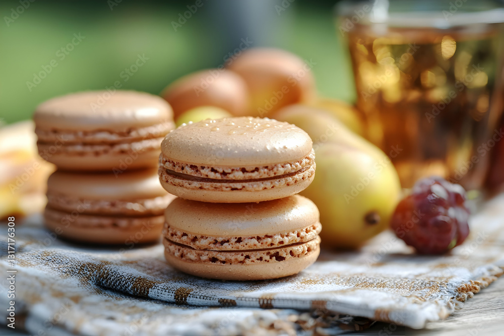 Stacked Macarons with Fruit and Tea Stacked Macarons with Fruit and Tea