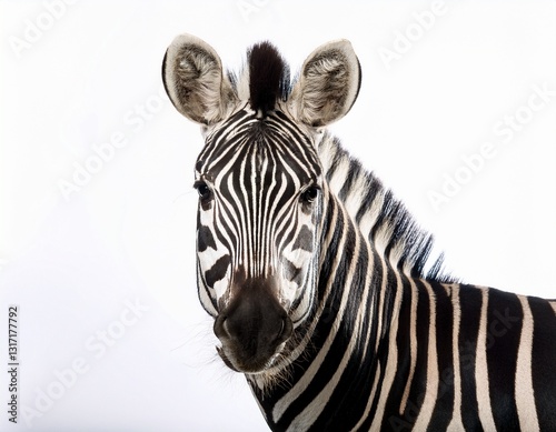 zebra in front of a white background