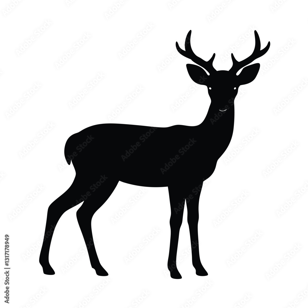Obraz premium Silhouette of a deer vector art illustration.