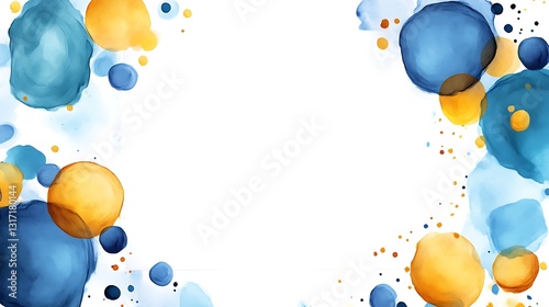 Abstract Watercolor Painting Featuring Colorful Circle Splatters On White