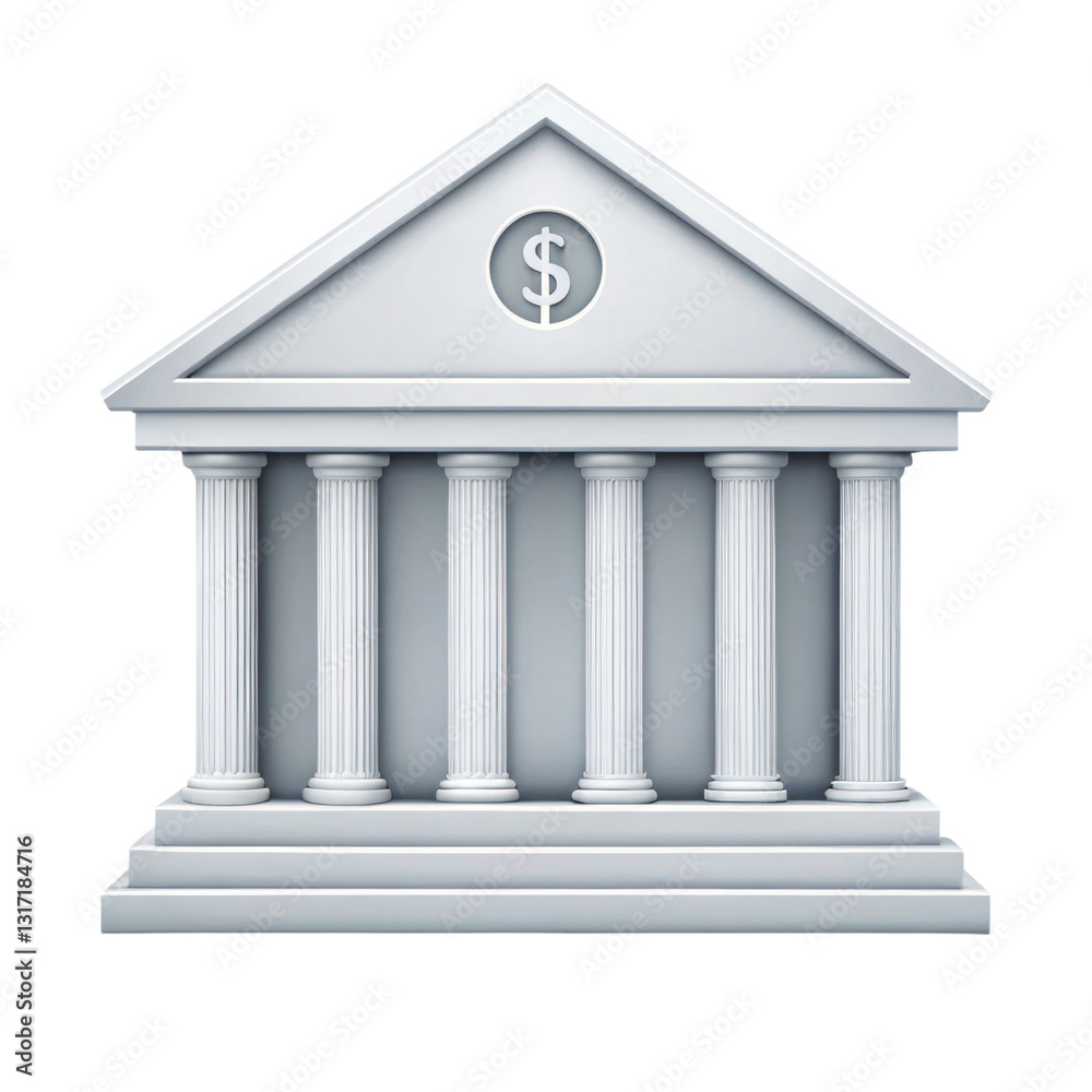 Obraz premium bank building icon representing financial institution with columns and dollar sign