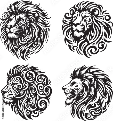 lion head tattoo. lion logo