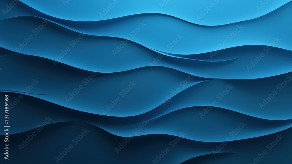 Obraz premium Abstract blue wave pattern in layered curves and shadows