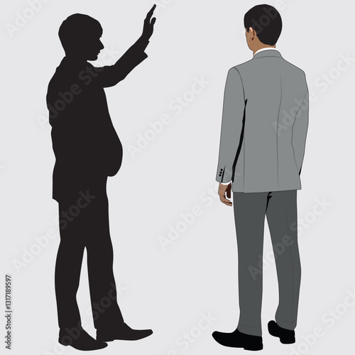 silhouette of a businessman office, team, suit, illustrated, illustration, 