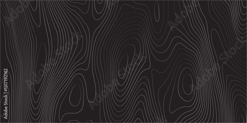 Highly Stylized and Seamlessly Repeating Topographic Contour Map Incorporating Abstract Wave Motifs and Detailed Grid Structures
