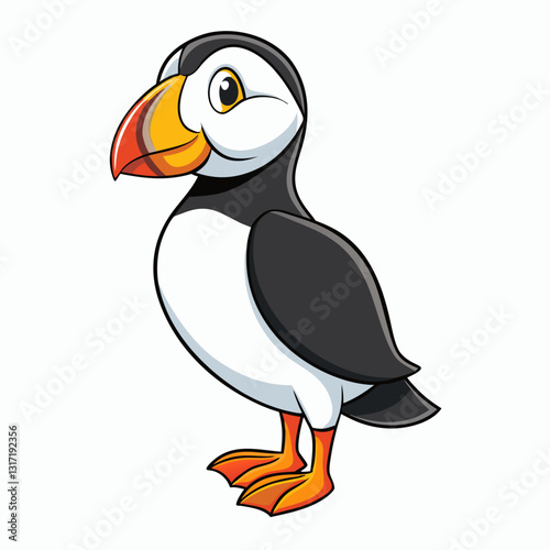 Atlantic puffin isolated on white