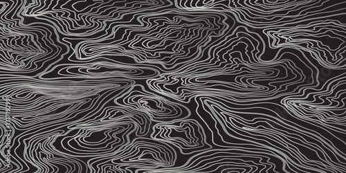 Seamless Topographic Contour Lines Pattern Featuring Abstract Geographic Mapping with Detailed Mountain Relief Representation
