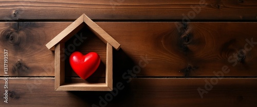Obraz na płótnie wooden house with red heart w salonie