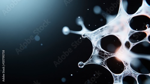 Abstract digital art depicting a white, organic, splashy form against a dark background. The shape is intricate and detailed, with a network of fine