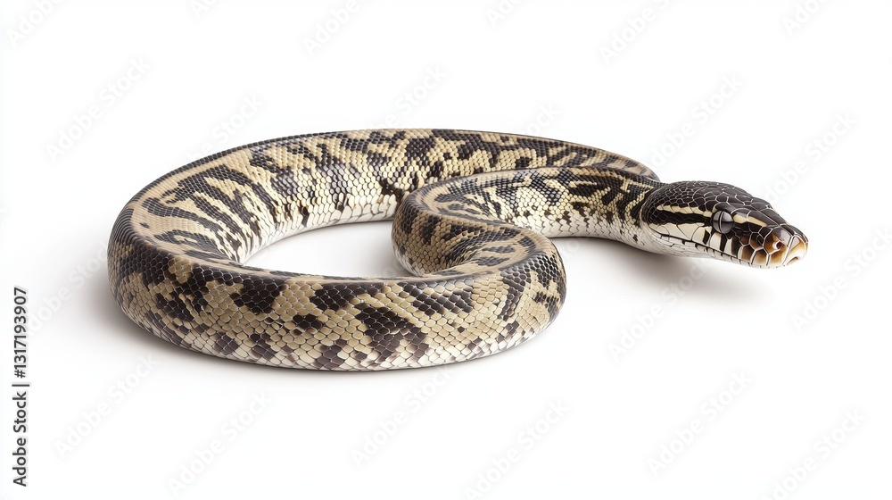 Realistic View of Python Snake on a Clean White Background Realistic View of Python Snake on a Clean White Background