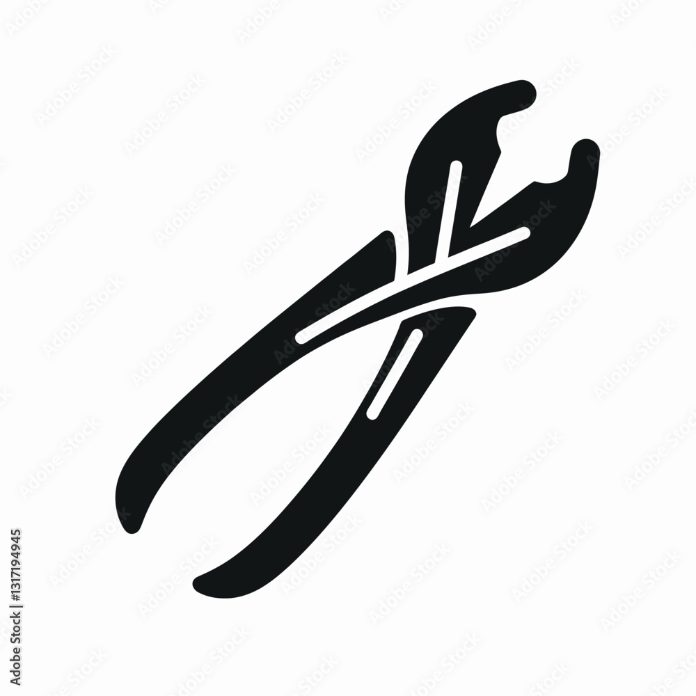 very simple flat and minimalist Tongs silhouette in black on a white background very simple flat and minimalist Tongs silhouette in black on a white background
